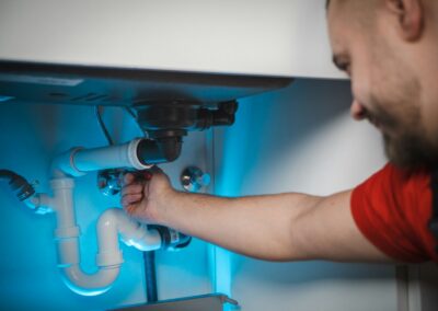 Plombier au travail sur une canalisation (photo d'illustration)